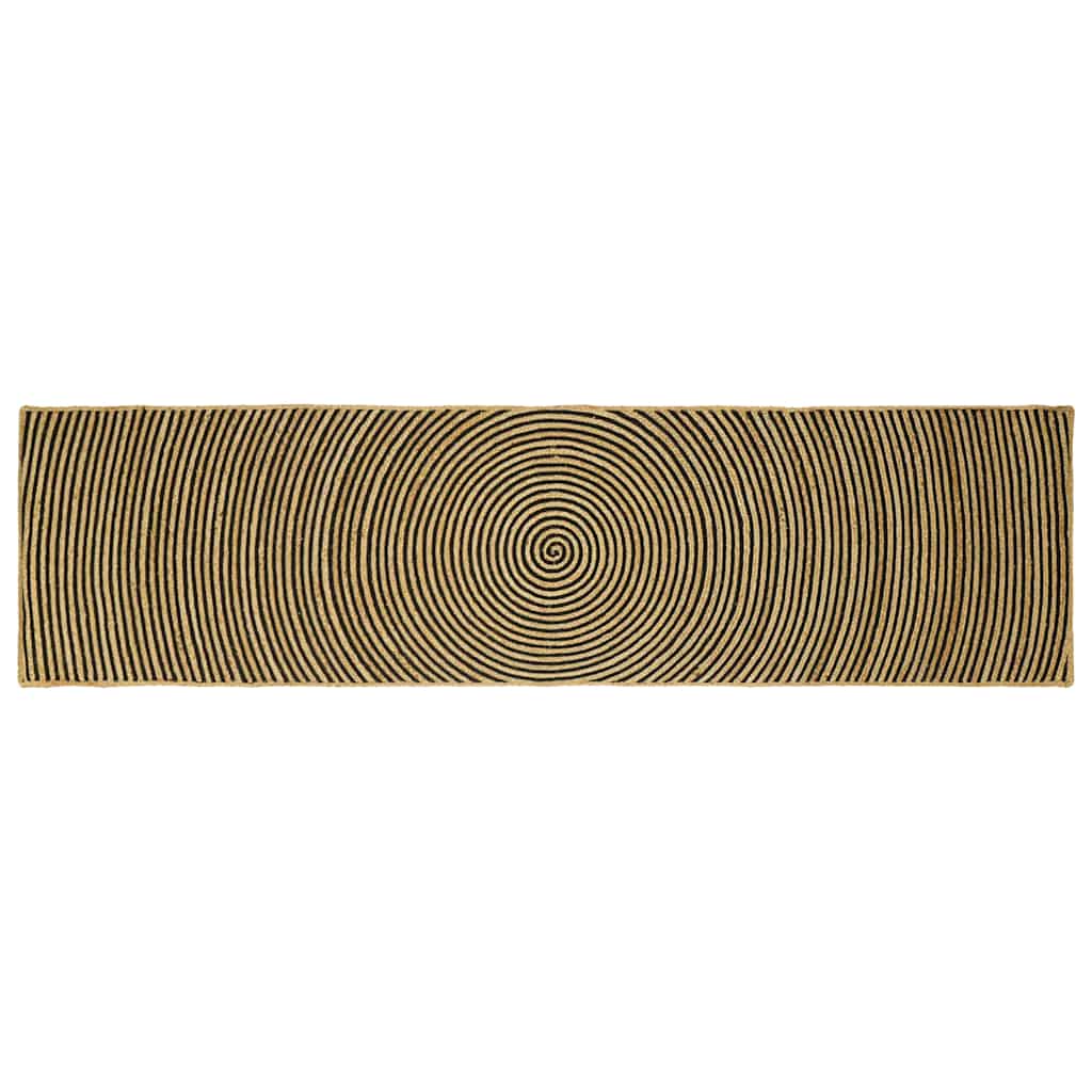 Vloerkleed Natuurlijk En Jute 80 x 300 cm Zwart