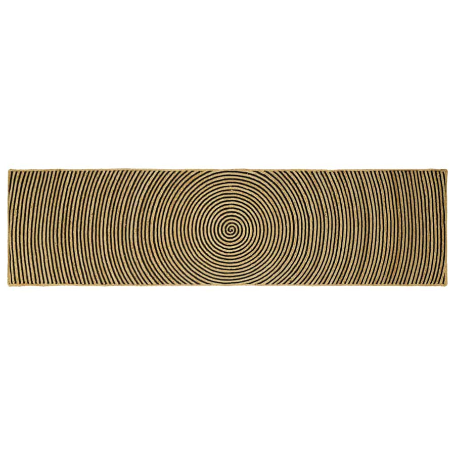 Vloerkleed Natuurlijk En Jute 80 x 300 cm Zwart