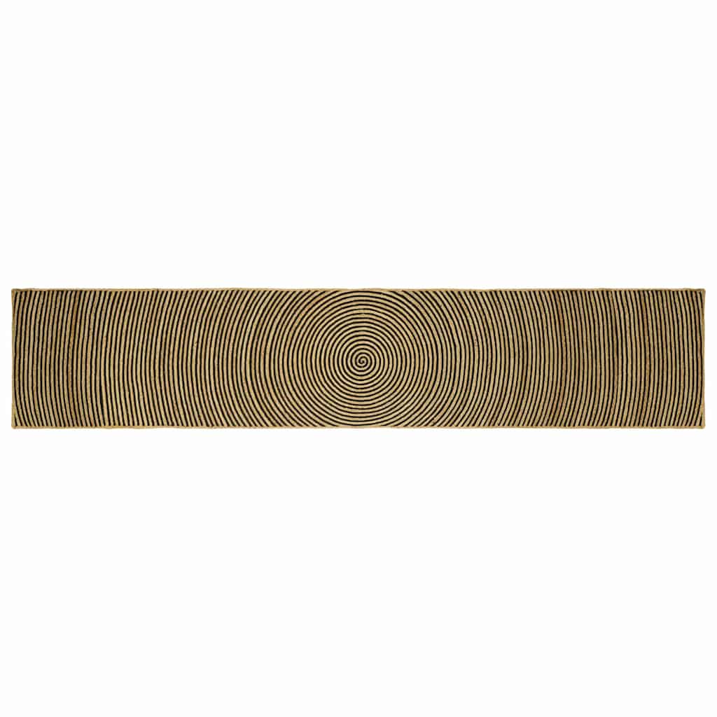 Vloerkleed Natuurlijk En Jute 80 x 400 cm Zwart