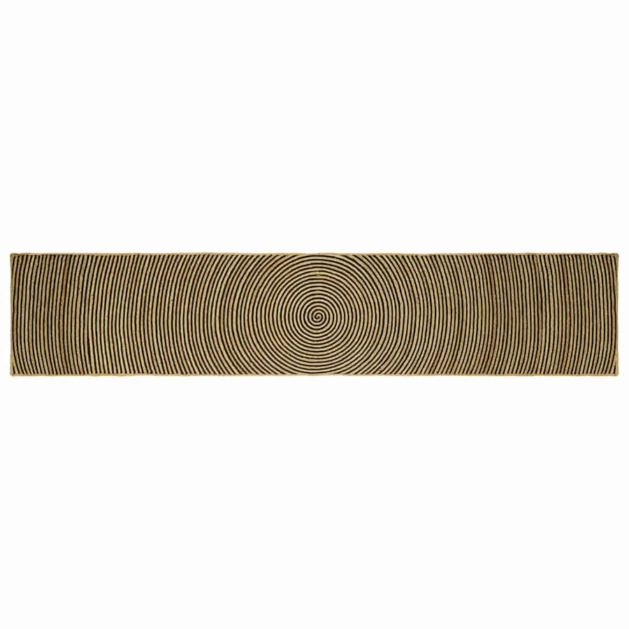 Vloerkleed Natuurlijk En Jute 80 x 400 cm Zwart