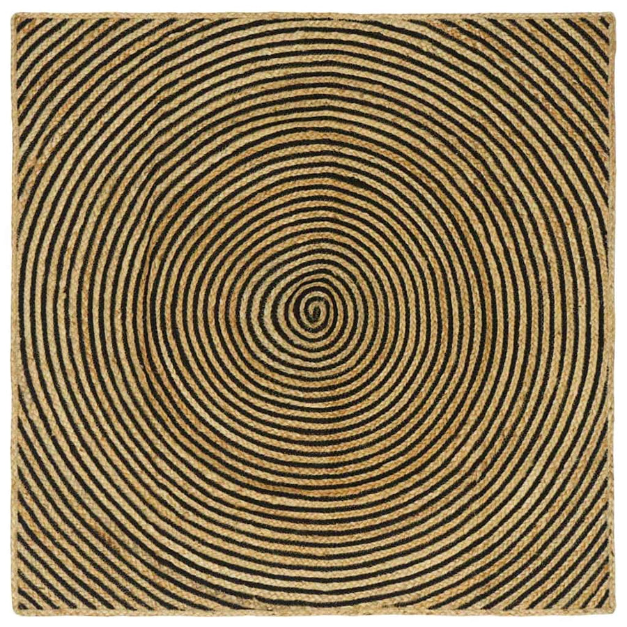 Vloerkleed Natuurlijk En Jute 120 x 120 cm Zwart