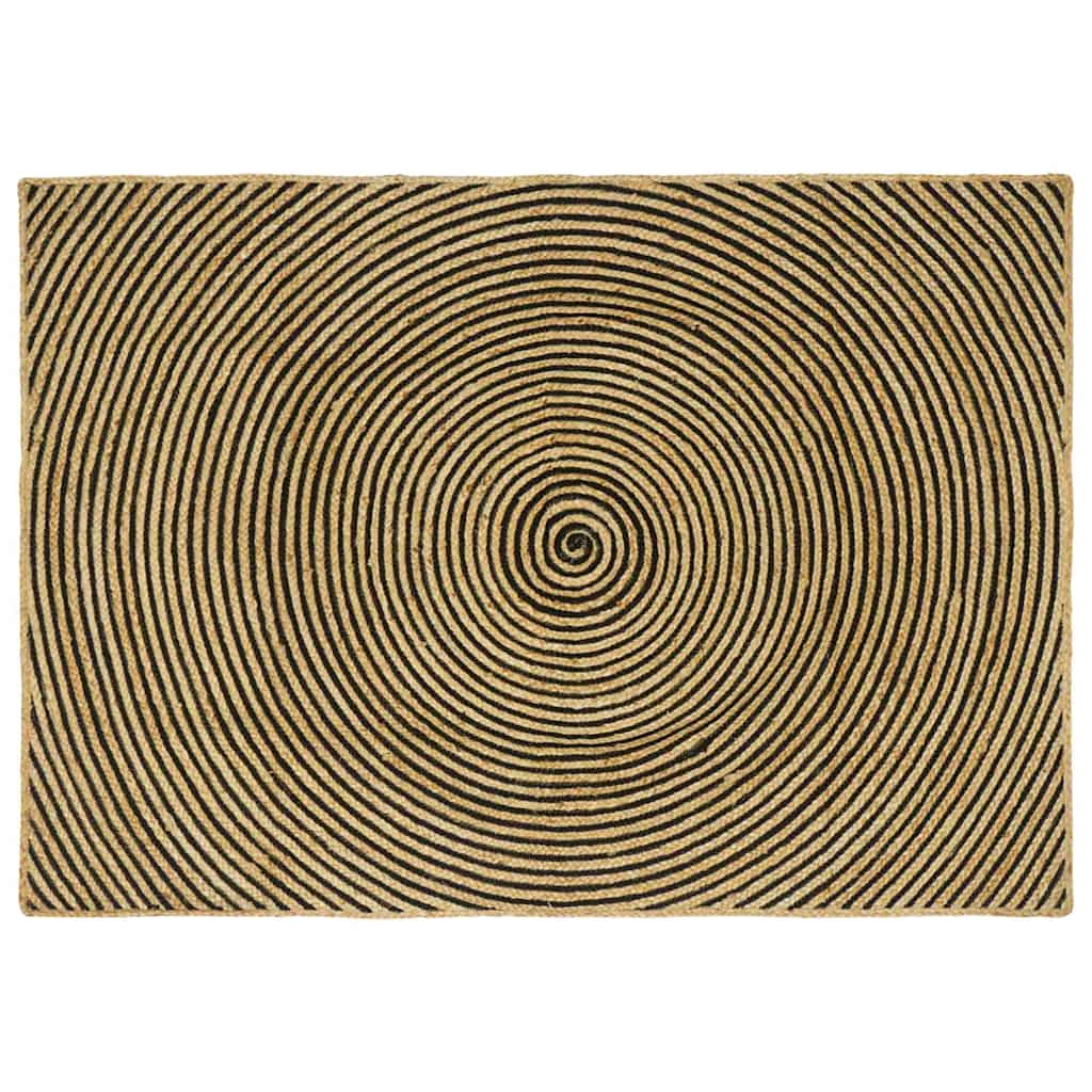 Vloerkleed Natuurlijk En Jute 120 x 170 cm Zwart