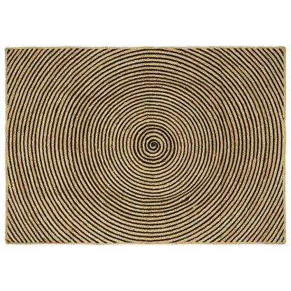 Vloerkleed Natuurlijk En Jute 140 x 200 cm Zwart