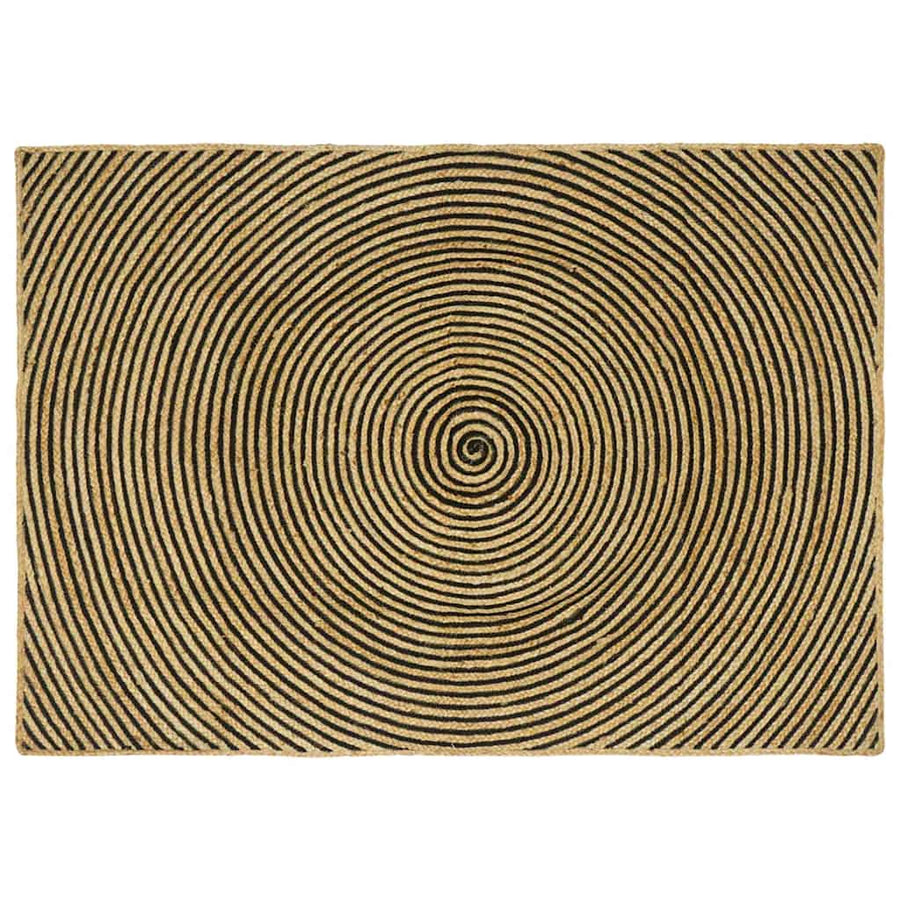 Vloerkleed Natuurlijk En Jute 140 x 200 cm Zwart