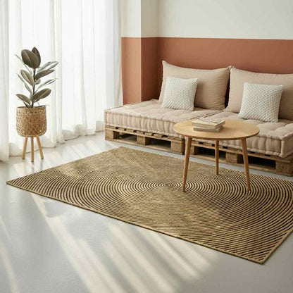 Vloerkleed Natuurlijk En Jute 140 x 200 cm Zwart