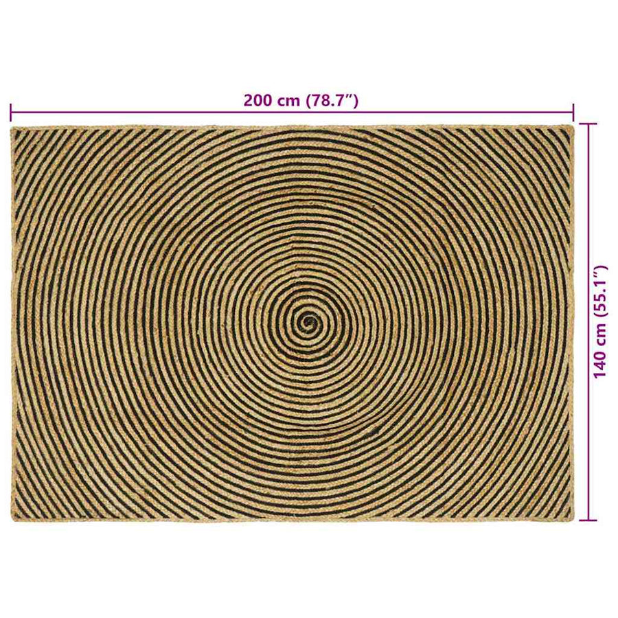 Vloerkleed Natuurlijk En Jute 140 x 200 cm Zwart