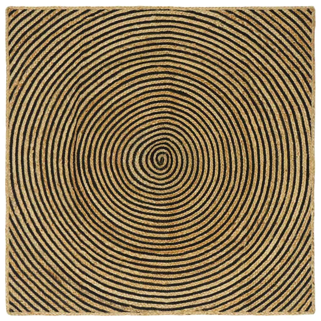 Vloerkleed Natuurlijk En Jute 160 x 160 cm Zwart