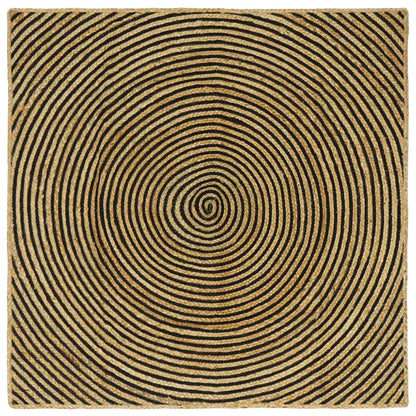Vloerkleed Natuurlijk En Jute 160 x 160 cm Zwart
