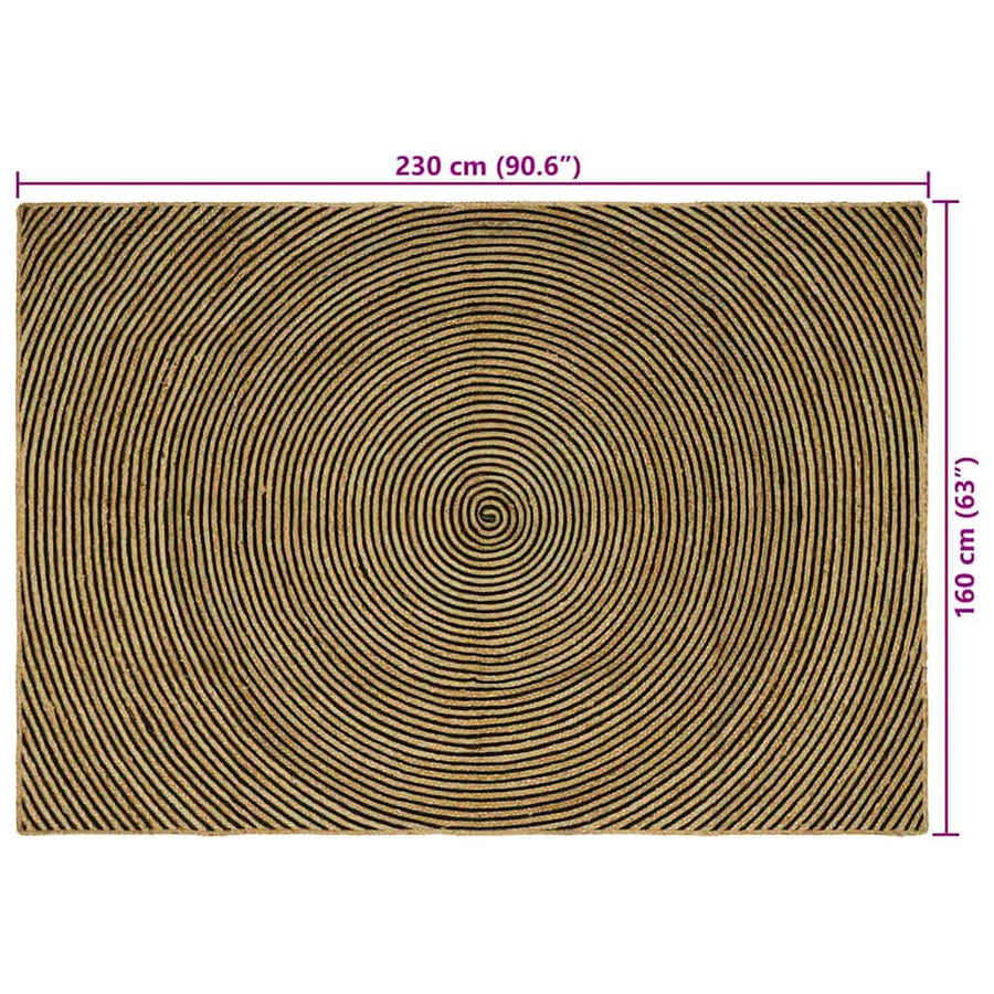 Vloerkleed Natuurlijk En Jute 160 x 230 cm Zwart