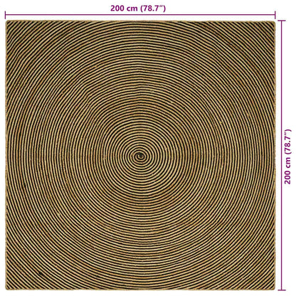 Vloerkleed Natuurlijk En Jute 200 x 200 cm Zwart