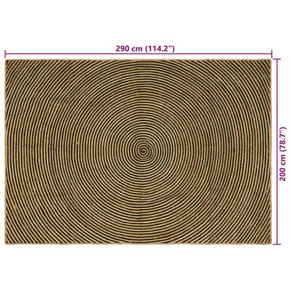 Vloerkleed Natuurlijk En Jute 200 x 290 cm Zwart