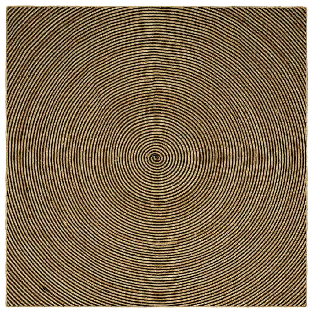 Vloerkleed Natuurlijk En Jute 240 x 240 cm Zwart