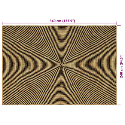 Vloerkleed Natuurlijk En Jute 240 x 340 cm Zwart