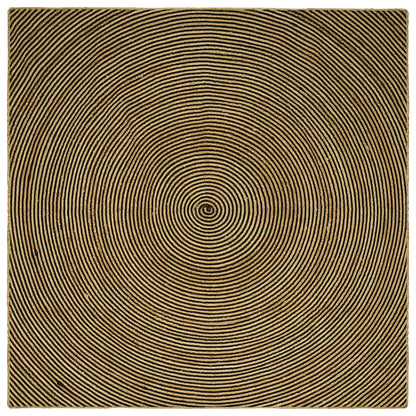 Vloerkleed Natuurlijk En Jute 300 x 300 cm Zwart