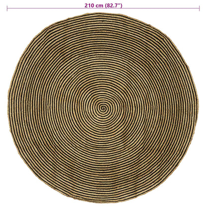 Gebied Tapijt Zwart Ø 210 cm Jute