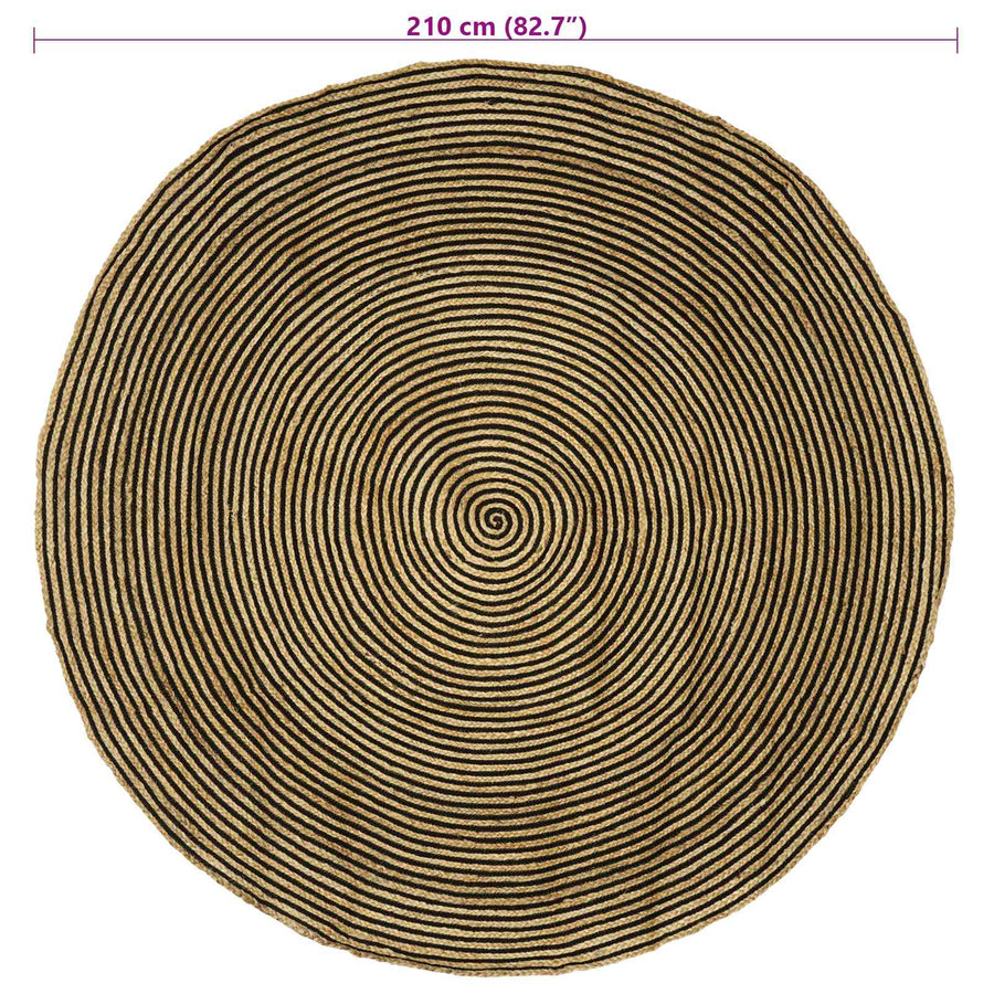 Gebied Tapijt Zwart Ø 210 cm Jute