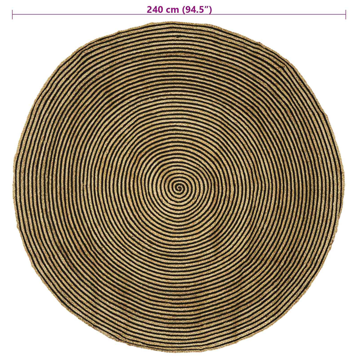 Gebied Tapijt Zwart Ø 240 cm Jute