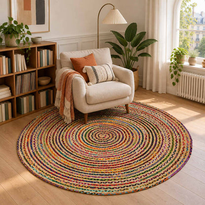 Gebied Tapijt Multikleur Ø 180 cm Jute