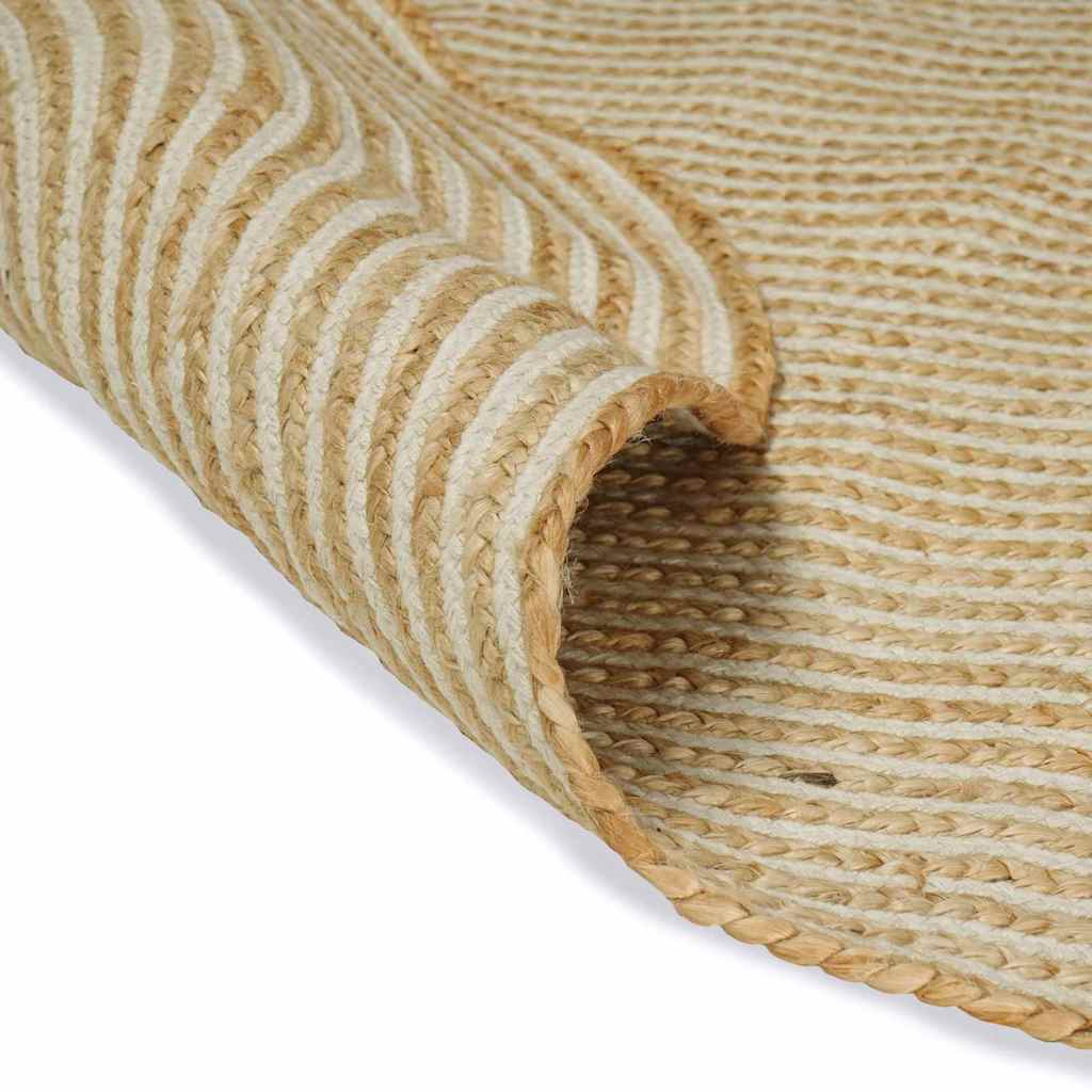 Vloerkleed Jute 122 x 183 cm Natuurlijk en wit