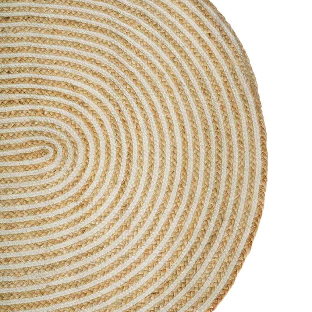 Vloerkleed Jute 122 x 183 cm Natuurlijk en wit