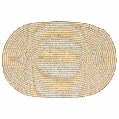 Vloerkleed Jute 122 x 183 cm Natuurlijk en wit