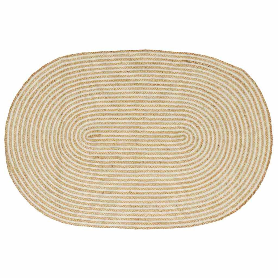 Vloerkleed Jute 122 x 183 cm Natuurlijk en wit
