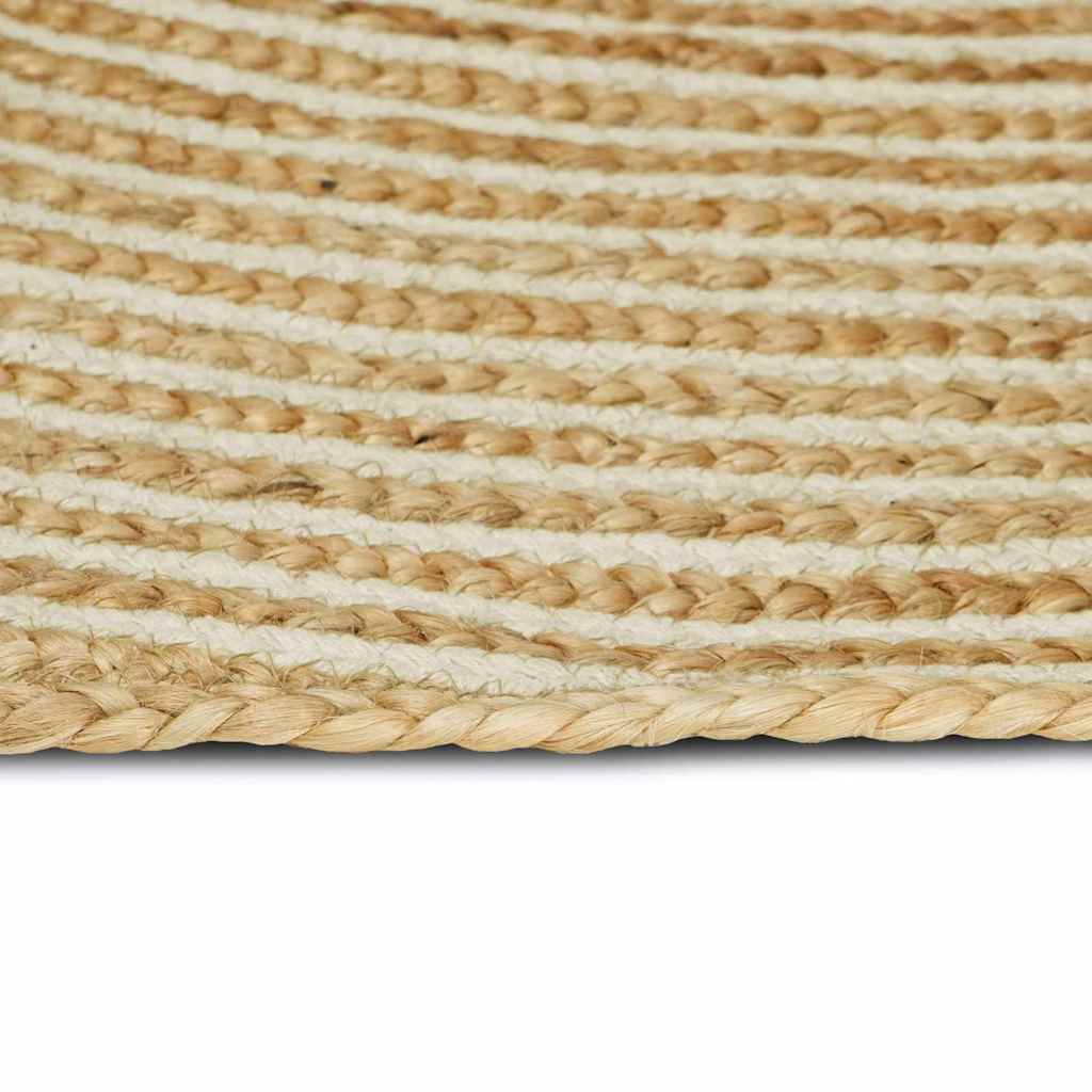 Vloerkleed Jute 152 x 245 cm Natuurlijk en wit