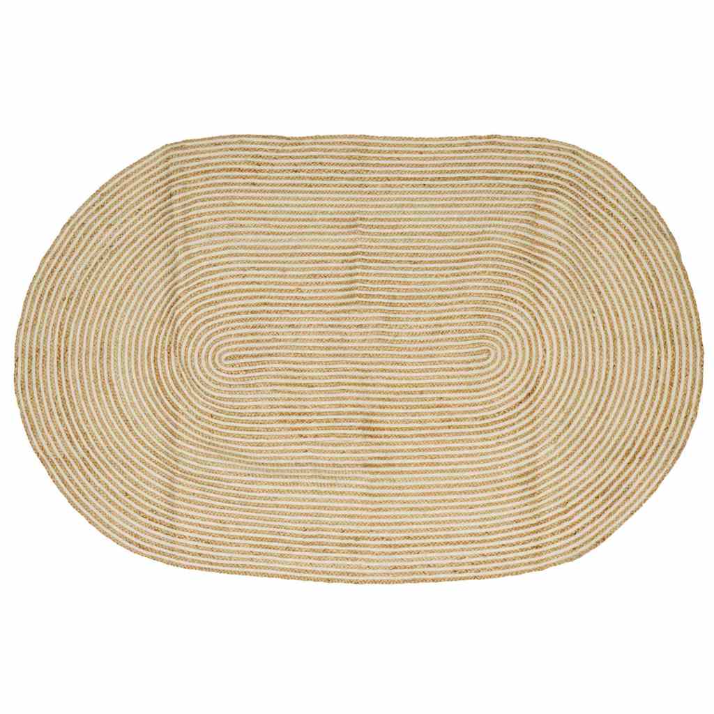 Vloerkleed Jute 152 x 245 cm Natuurlijk en wit