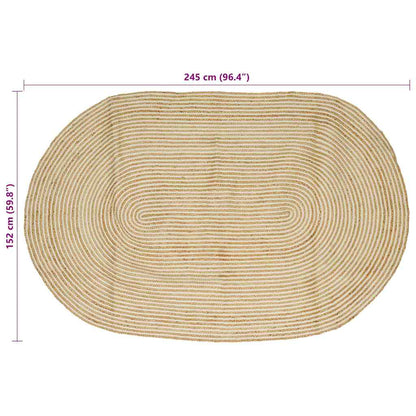 Vloerkleed Jute 152 x 245 cm Natuurlijk en wit