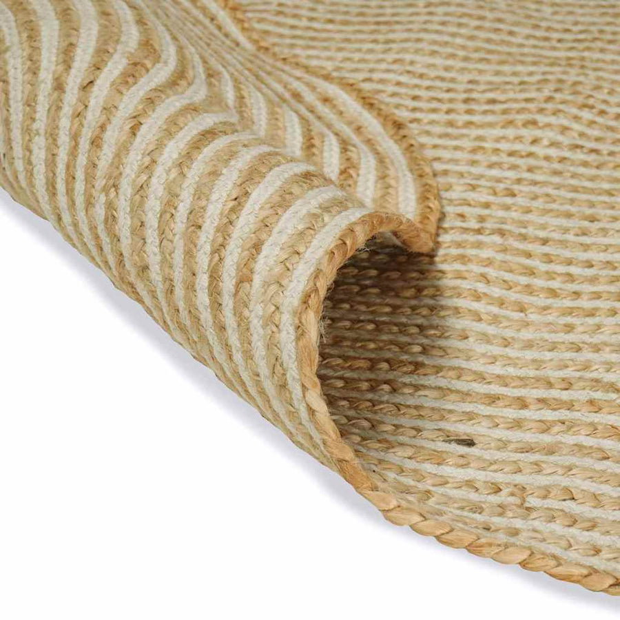Vloerkleed Jute 205 x 305 cm Natuurlijk en wit