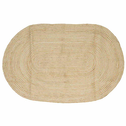 Vloerkleed Jute 205 x 305 cm Natuurlijk en wit