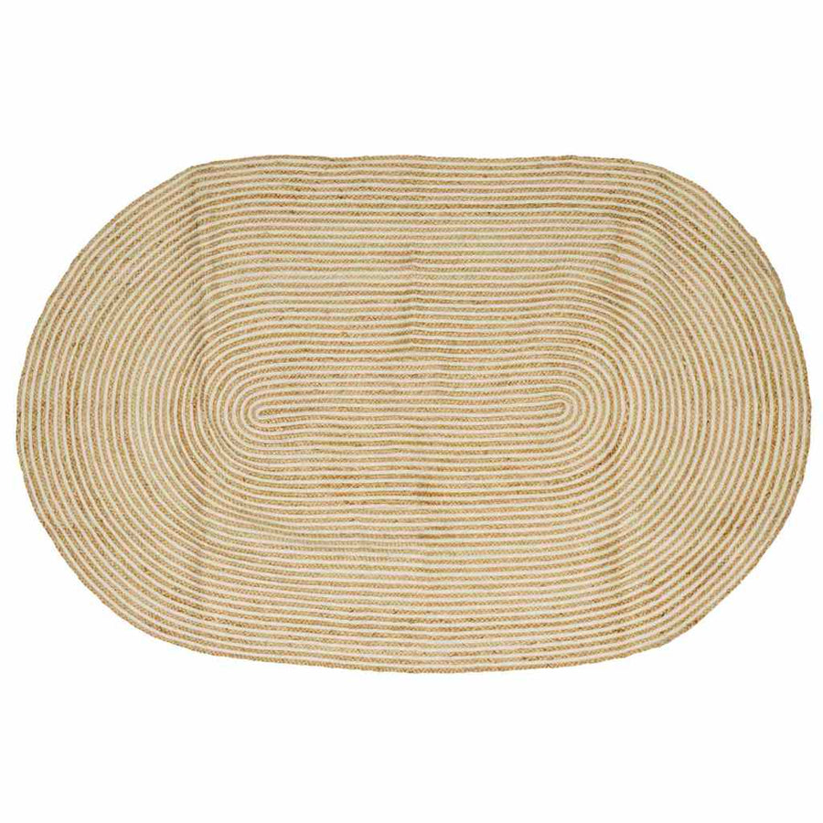 Vloerkleed Jute 205 x 305 cm Natuurlijk en wit