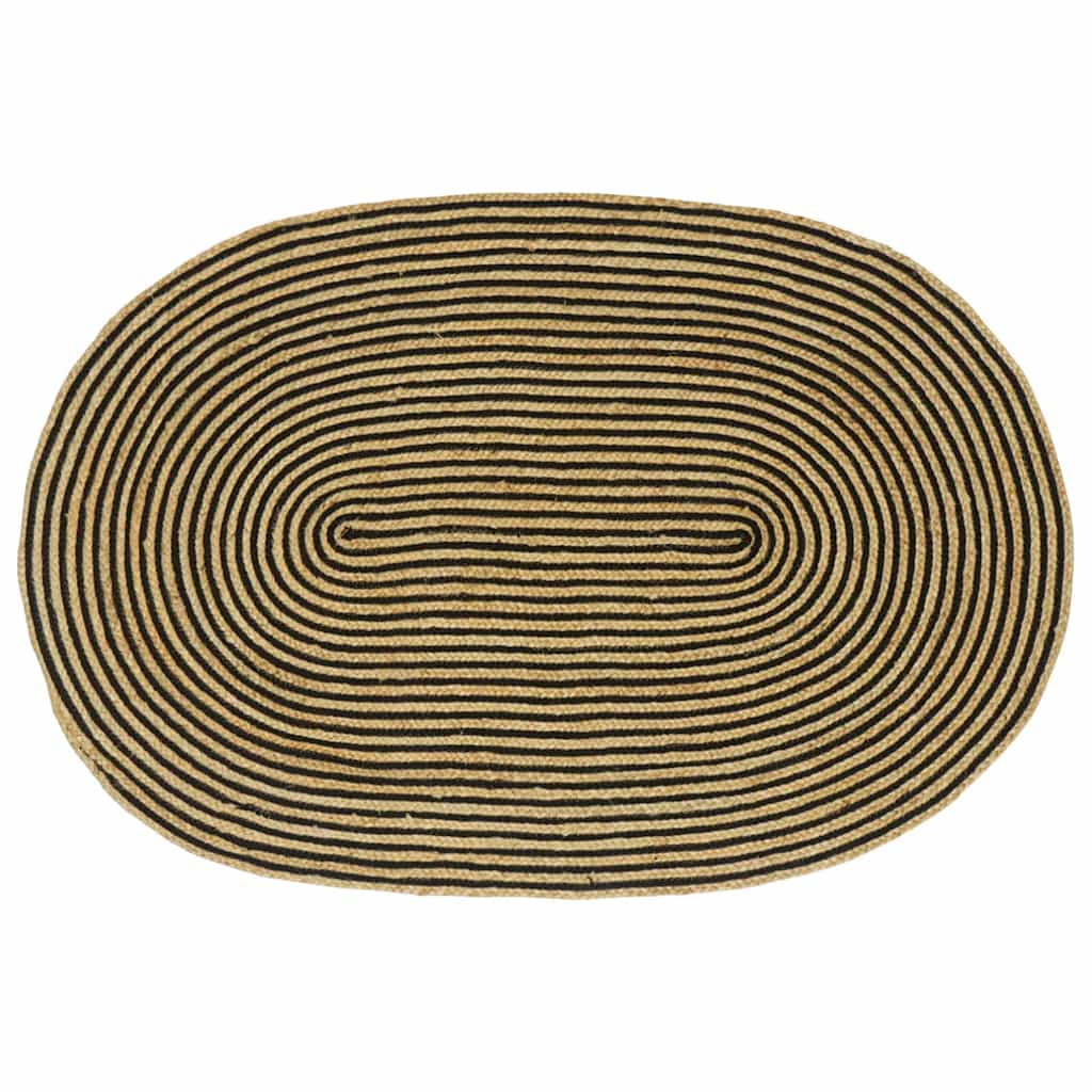 Vloerkleed Natuurlijk En Jute 100 x 152 cm Naturel en zwart