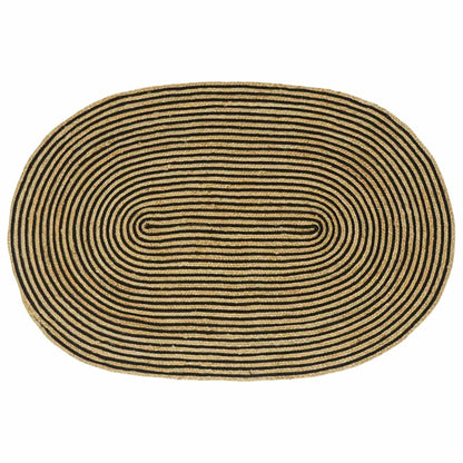 Vloerkleed Natuurlijk En Jute 122 x 183 cm Naturel en zwart