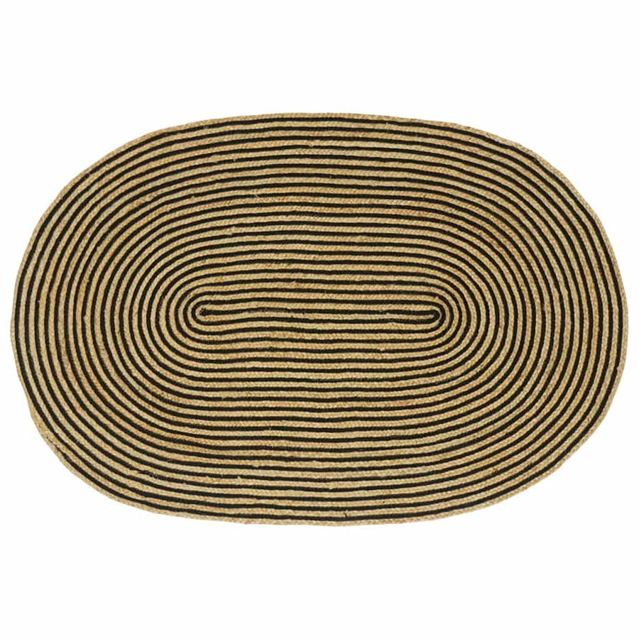 Vloerkleed Natuurlijk En Jute 122 x 183 cm Naturel en zwart