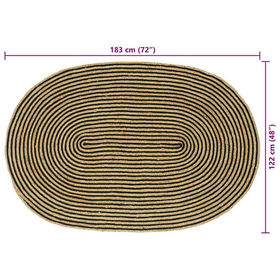 Vloerkleed Natuurlijk En Jute 122 x 183 cm Naturel en zwart