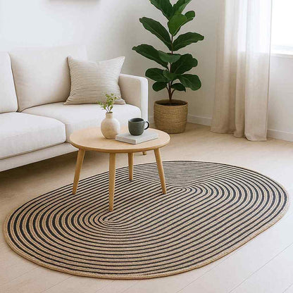 Vloerkleed Natuurlijk En Jute 152 x 245 cm Naturel en zwart