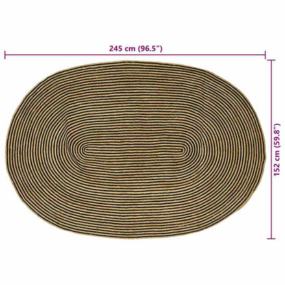 Vloerkleed Natuurlijk En Jute 152 x 245 cm Naturel en zwart