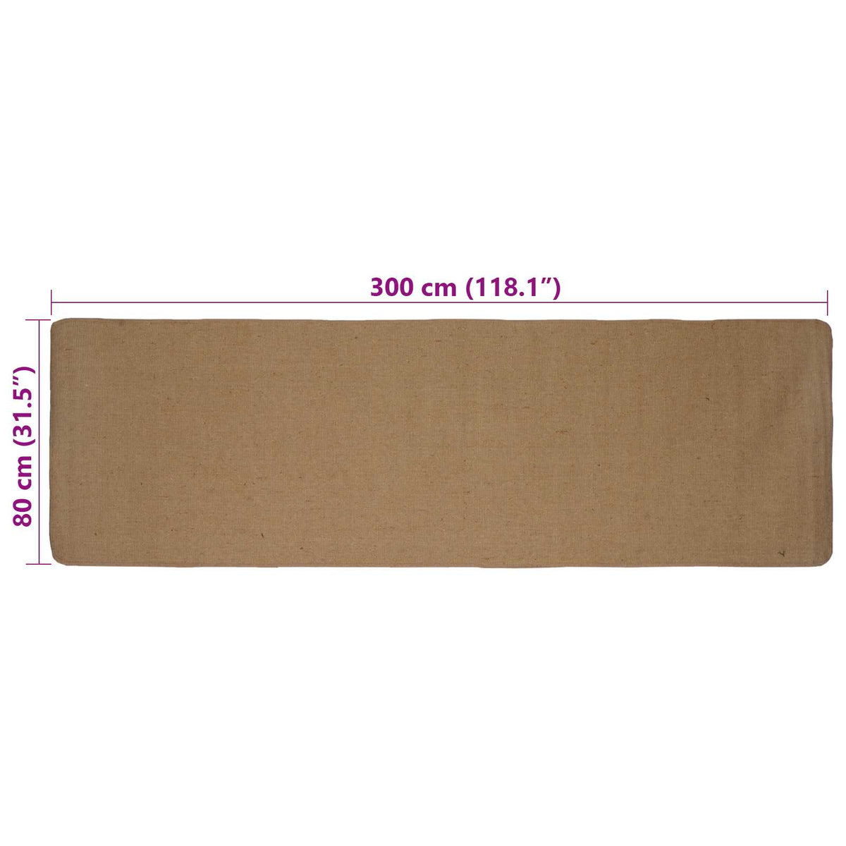 Gebied Tapijt Licht Bruin 80 x 300 cm Jute
