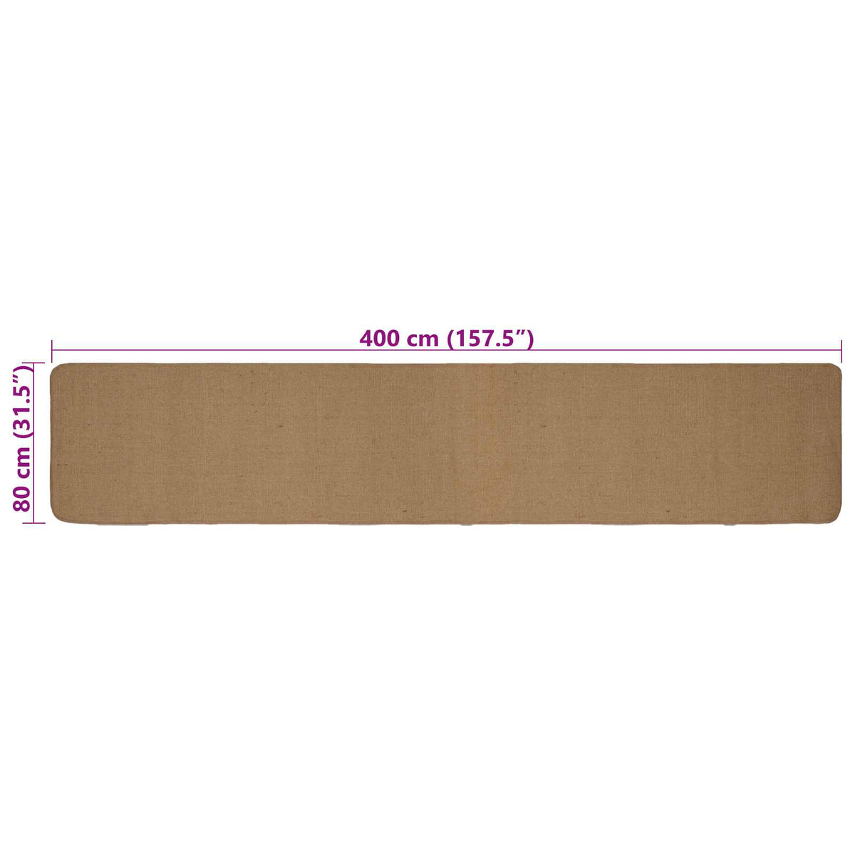 Gebied Tapijt Licht Bruin 80 x 400 cm Jute