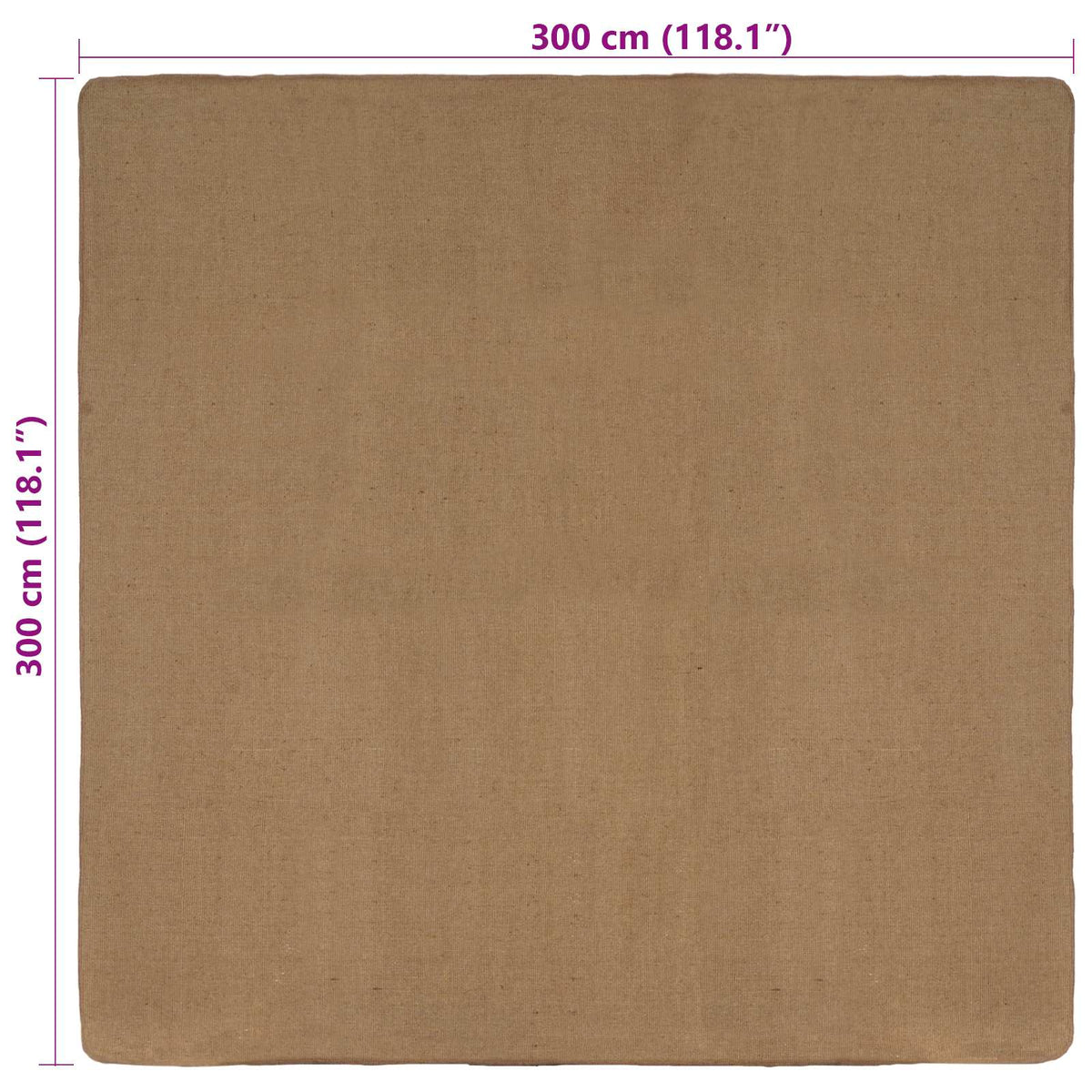 Gebied Tapijt Licht Bruin 300 x 300 cm Jute