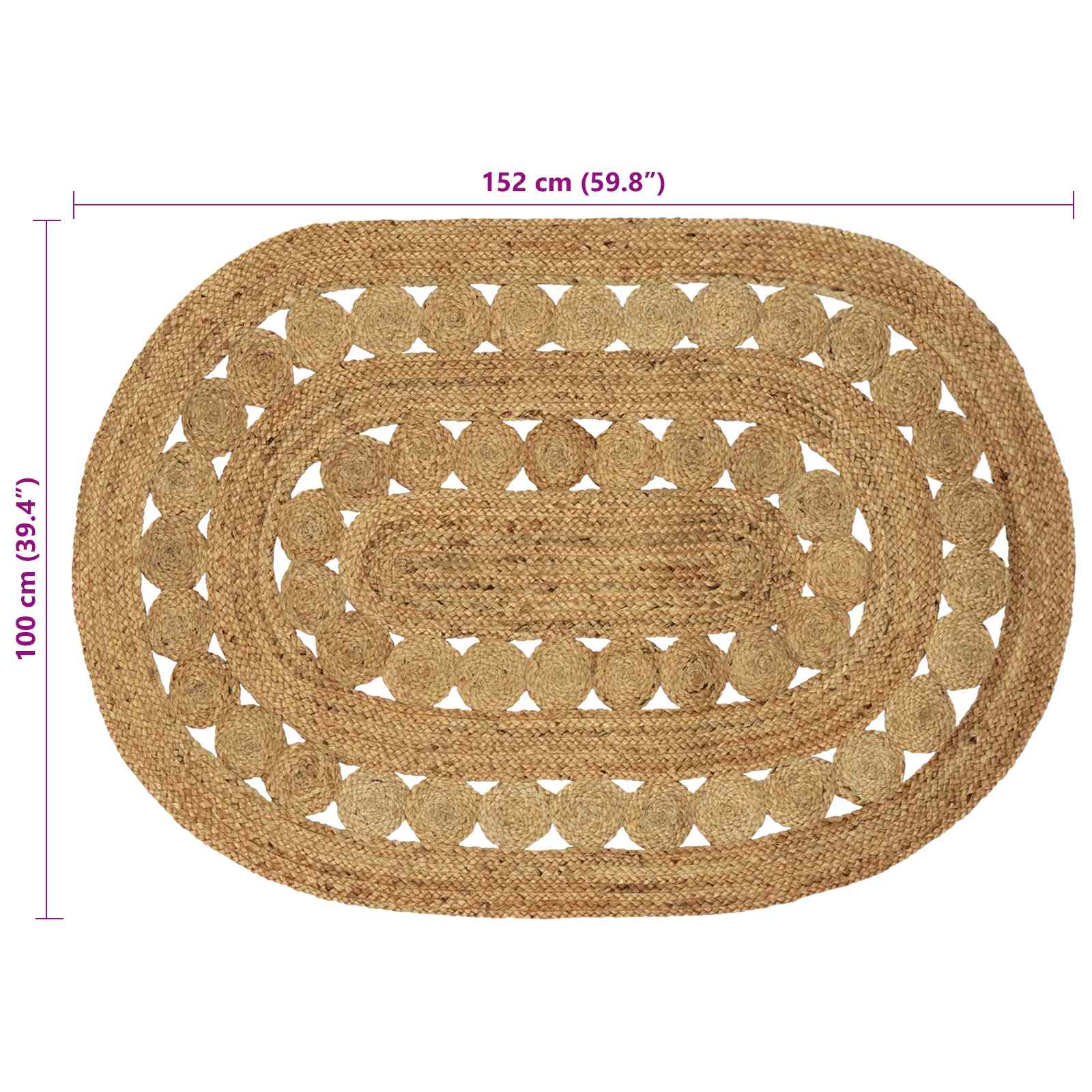 Tapijt Bruin 100 x 152 cm Jute