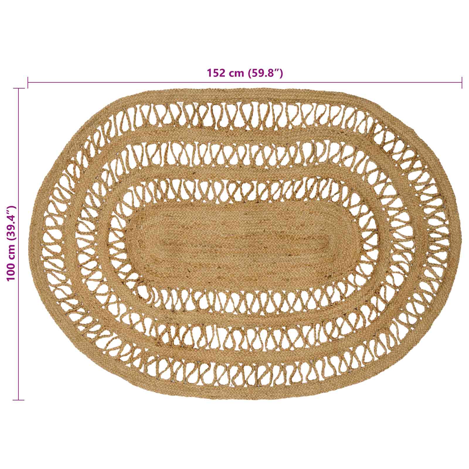 Tapijt Bruin 100 x 152 cm Jute