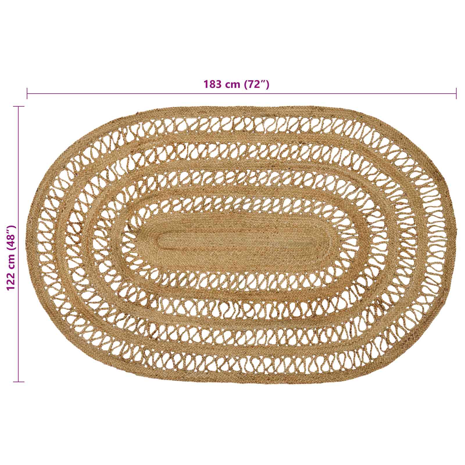 Tapijt Bruin 122 x 183 cm Jute