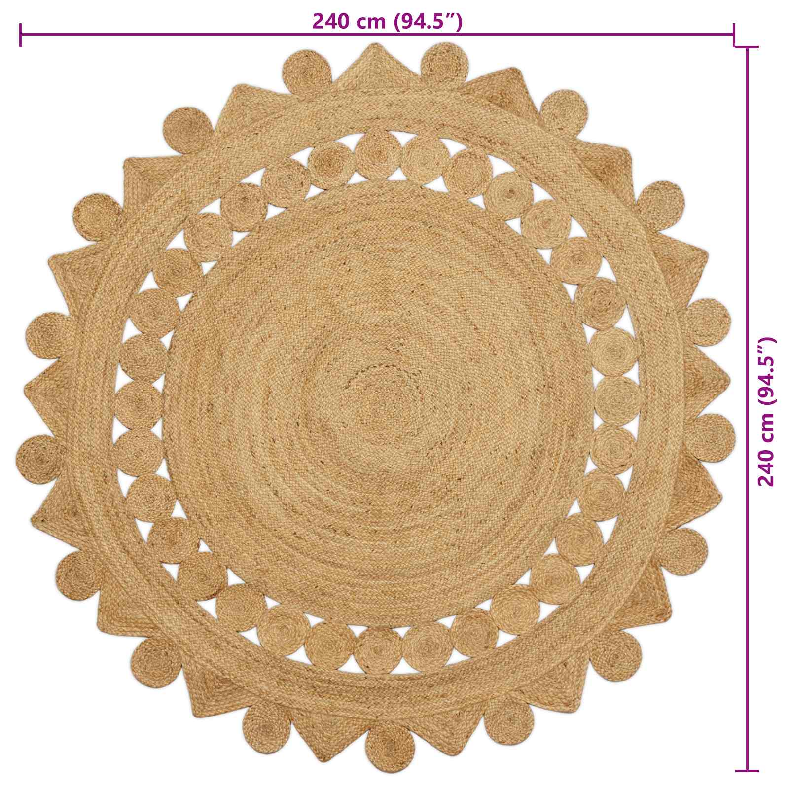 Tapijt Bruin Ø 240 cm Jute