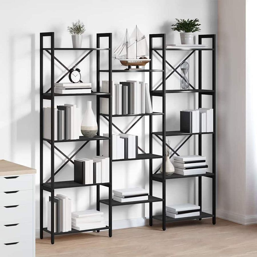 Boekenkast Zwart eiken 156 x 25 x 167.5 cm Bewerkt hout