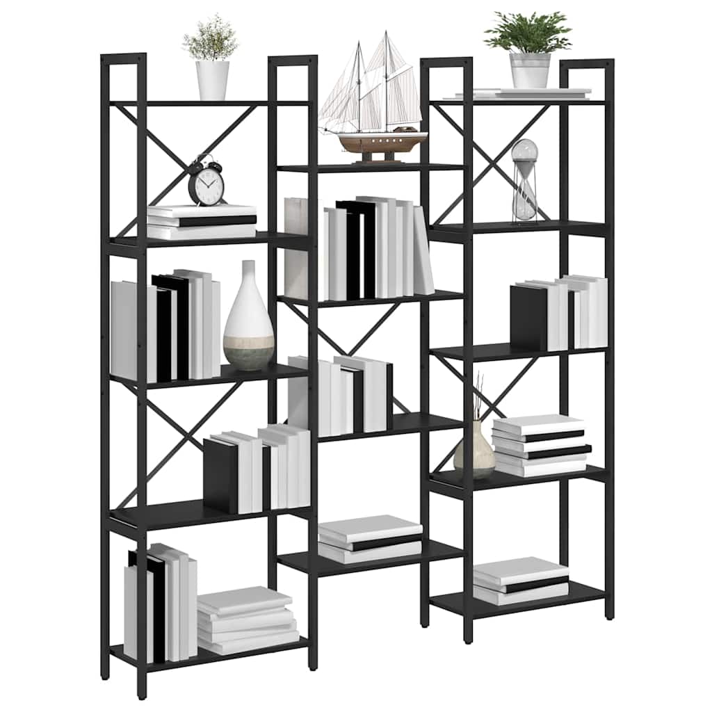 Boekenkast Zwart eiken 156 x 25 x 167.5 cm Bewerkt hout