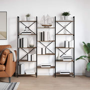 Boekenkast 156x25x167 cm bewerkt hout gerookt eiken