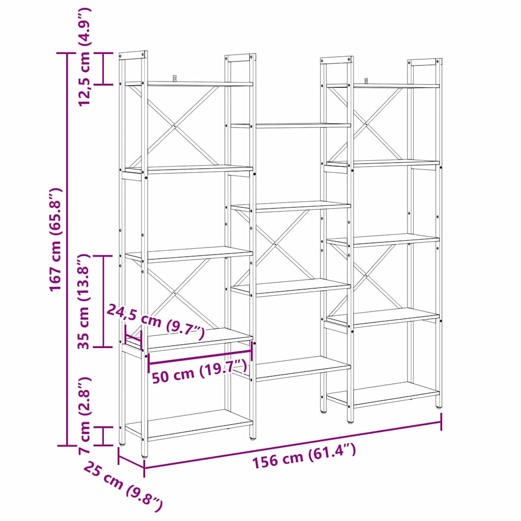 Boekenkast Grijs sonoma 156 x 25 x 167.5 cm Bewerkt hout
