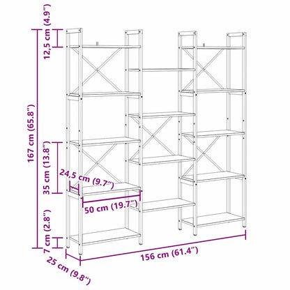 Boekenkast Grijs sonoma 156 x 25 x 167.5 cm Bewerkt hout